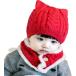 mya Otti baby вязаная шапка . защита горла "neck warmer" комплект младенец новорожденный зима уголок имеется защищающий от холода меры 0~2 лет ( красный, 3-3 Years)
