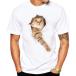  футболка кошка интересный Trick искусство casual простой Brown кошка XXL( NO.1, 2XL)