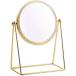  настольный зеркало металл макияж зеркало косметика зеркало Gold рама 360 раз вращение ( Gold, длина 24 x ширина 17 cm)