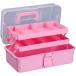  место хранения box ящик для инструментов большая вместимость 3 ступенчатый бардачок половина прозрачный ручка имеется дом для автомобильный инструмент inserting коробка для швейных принадлежностей ящик для инструментов ( розовый )