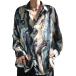 emptio retro tops рубашка рубашка с длинным рукавом Oniikei стиль ..kaji мужской Asian этнический v серия Silhouette ( голубой, XL)