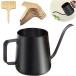  watering can stylish rust difficult made of stainless steel capacity 350ml matted black gardening label 10 sheets attaching ( black, palm size )