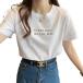  женский футболка tops короткий рукав вырез лодочкой Британия знак принт большой Silhouette body type покрытие симпатичный модный ( белый, L)