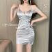 to-aso-a тугой One-piece платье женский Mini весна лето осень-зима sexy off плечо атлас ( серебряный, S)