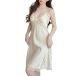  slip женский атлас baby doll Night одежда топ One-piece гонки колени длина спина .. часть магазин надеты ( шампанское, M)