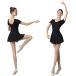  для взрослых Leotard платье One-piece короткий рукав женский одежда внутренний цельный модель Dance балет урок MDM ( черный, XL)