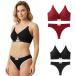 нижнее белье верх и низ в комплекте sexy T-back bla шорты свободный размер 2 листов non тросик ( красный черный, Free Size)