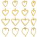 14 шт 18K подлинный товар позолоченный Heart очарование 4 стиль латунный средний пустой Heart подвеска сердце форма серьги колье ( Gold )