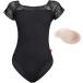  балет Leotard взрослый короткий рукав охлаждение трудно гонки рукав . накладка ввод тренировка надеты простой сверху товар урок ( elegant черный, XL)