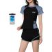  купальный костюм женский раздельный короткий рукав шорты body type покрытие накладка бассейн ( черный x голубой серый, Free Size)