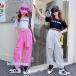 2 позиций комплект Kids танцевальный костюм hip-hop HIPHOP танцевальный костюм tops брюки ребенок одежда Корея stage костюм Kids Jazz Dance Dance одежда тренировка надеты спортивная форма 