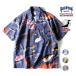 HOUSTON /hyu- камень 41170 ×. глициния ..COTTON RAYON ALOHA SHIRT ( рыба . расческа ) / гавайская рубашка - все 3 цвет -