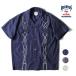 HOUSTON /hyu- камень 41204 CORD EMBROIDERY S/S SHIRT(CHEST POCKET) / код вышивка рубашка с коротким рукавом - все 3 цвет -