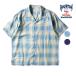 HOUSTON /hyu- камень 41273 INDIGO HB OMBRE CHECK S/S SHIRT / индиго "в елочку" on пятно - проверка рубашка с коротким рукавом - все 2 цвет -