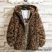  мутон мужской женский леопардовая расцветка Leopard рисунок блузон боа толстый мужской Zip выше блузон с капюшоном .