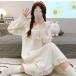  неглиже весна осень One-piece белый кружевная лента неглиже длинный салон одежда женский . Nitro -b взрослый симпатичный Корея способ 4 цвет 