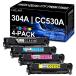 304A CC530A CC531A CC532A CC533A Toner Cartridge: Replacement for HP 304A Black, Cyan, Magenta, Yellow Toner Cartridge(4-pack) | Works with ¹͢