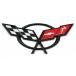 Pair Set 1997-2004 Corvette C5 Front Nose Emblem and Rear Deck Lid 3D Crossed Flags Badge Replacement for Corvette (Rear Deck Emblem Only(B ͢����