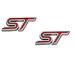 2 Pcs 3D Metal ST Emblem Logo Badge Sticker Decal Car Hood Truck Door Side Fender Lift Door Hatch Self-Adhesive Logo Nameplate (Silver Red) ͢
