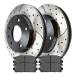 AutoShack Pair of 2 Front Drilled and Slotted Brake Rotors Black and Performance Ceramic Pads Set Driver and Passenger Side Replacement for ¹͢