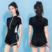  купальный костюм body type покрытие фитнес Jim бассейн короткий хлеб One-piece чёрный 