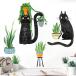 ¹͢ʡMfault Black Cats Potted Plants Wall Decals Stickers, Kitten Bon