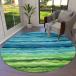 Abstract Teal Round Area Rug 6ft,Washable Outdoor Indoor Carpet  ¹͢