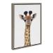 Kate and Laurel Sylvie Baby Giraffe Color Illustration Framed Canvas Wall Art by Simon Te of Tai Prints, 18x24 Gray, Adorable Animal Art for Wall, Nur