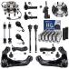 Detroit Axle - Front Wheel Hub Bearings Control Arms w/Ball Joints Tie Rods 32pc Lug Nuts w/Keys Replacement for Silverado Sierra 1500 HD 2500