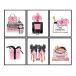 ���¹�͢���ʡ� High Fashion Design Wall Decor - Glam Poster Set -0f 6 - Designer Shoes, Perfume, Handbags - Pink Glamour Wall Art Gifts for Women,