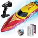ALPHAREV Brushless RC Boat - R608 30+ MPH Fast Remote Control Boat for Pool  Lake, 2.4GHz RC Boats for Adults, RC Speed Boat with Brushless Motor, S
