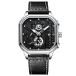 CUENA Men Watch Waterproof Chronograph Fashion Business Wristwatch Quartz Analog Black Leather Strap Man Wrist Watch