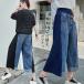  плиссировать переключатель широкий Denim брюки Street серия женский мода 9 минут длина гаучо брюки необычность материалы талия резина распорка длинные брюки весна лето casual 