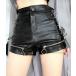  кожаный салон ntsu искусственная кожа PU кожа короткий хлеб женский шорты низ высокий талия sexy hot брюки застежка-молния гонки выше одноцветный 