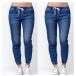  Denim брюки-джоггеры женский кромка резина Denim брюки Denim шаровары длинные брюки джинсы ji- хлеб 