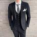  костюм мужской формальный деловой костюм 3 позиций комплект костюм-тройка черный серый в клетку тонкий смокинг свадьба праздничные обряды 