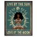 Live By The Sun Love By The Moon Sign - Trippy Hippie Yoga Wall Art - Boho Bohemian Hippy Room Decor - African American Women, Girls Gifts- Bl¹͢