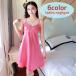  negligee camisole pyjamas One-piece room wear knees on height mini height lady's woman stylish lovely V neck elegant Ran Jerry 