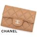 CHANEL Chanel AP0214 Y01864 matelasse здесь Mark Classic заслонка футляр для карточек футляр для визитных карточек бежевый × Gold металлические принадлежности новый товар подарок с ящиком 