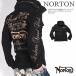 【2019春物新作】ノートン NORTON NORTONロゴ 総刺繍 ストレッチツイル ボリュームネック ミリタリージャケット 191N1602-009BLACK