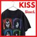 KISS частота футболка большой принт черный L блокировка T короткий рукав мужской Vintage способ б/у одежда 