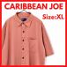 CARIBBEAN JOE шелк 100% рубашка с коротким рукавом XL общий рисунок текстильный узор розовый б/у одежда 