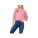 ()  ǥ ϡ 롼 ꡼ ҥɥ ץ饱å ֥饦 CeCe women Heart Ruched Sleeve Hidden Placket Blouse Rose