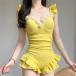  женский купальный костюм все в одном купальный костюм пляж одежда моно kini бикини желтый цвет студент симпатичный бассейн горячие источники путешествие детский комбинезон оборка плавание море сторона лето 