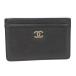 CHANEL футляр для карточек карта держатель здесь Mark овчина кожа черный A11837