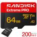  микро sd карта microSDXC карта 64GB SanDisk SanDisk Extreme PRO V30 A2 R:200MB/s W:90MB/s UHS-I U3 SDSQXCU-064G-GS6MA параллель импортные товары 