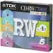 TDK CD-RW данные для 700MB 4 скоростей цвет Mix 5mm толщина в кейсе 5 листов упаковка [CD-RW80X5CCS]