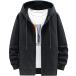 [ODFMCE] Parker мужской осень Zip выше длинный рукав одноцветный свободно модный большой размер (JP алфавит 2XL черный )
