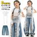  Denim k-pop костюм Kids танцевальный костюм выставить рубашка белый Denim брюки .... длинные брюки тренировка надеты короткий рукав tops Корея девочка девушки hip-hop .