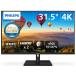 Philipsl Philips жидкокристаллический дисплей (31.5 type / VA/ 4K UHD 3840×2160/ 60Hz/ 4ms/ HDR10/ HDMI2.0/ DP1.4/ VESA)( черный ) 32E1N1800LA/ 11 возвращенный товар вид другой A